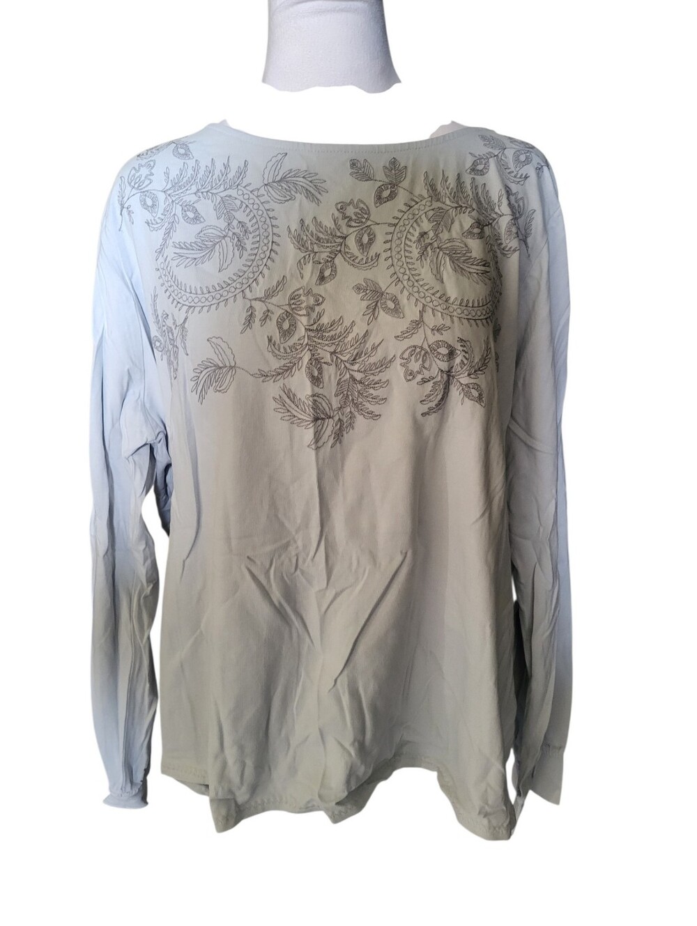 Pure Jill Embroidered Long-Sleeve Top Blue sz XL